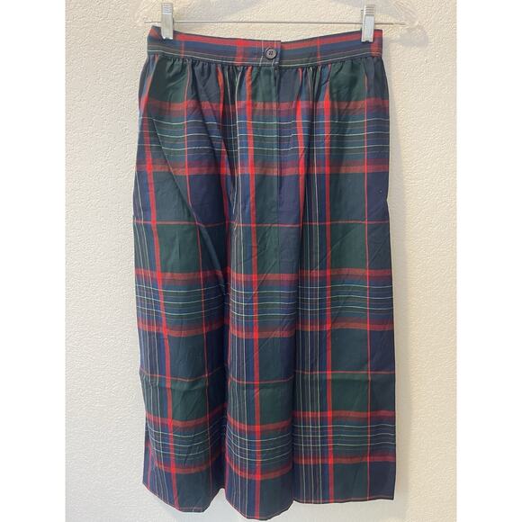 Vintage Pendleton 100% Virgin Wool Maxi Skirt Red Green Holiday Plaid Tartan 10 - Picture 2 of 6